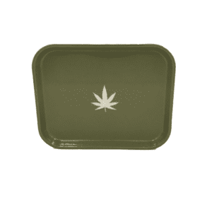GREEN TRAY WITH WHITE POT LEAF