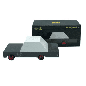 GREY PAINTED WOODEN CAR WITH MOUSE IMAGE