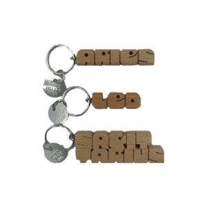 Three Potato Four wooden astrology keychains -- three fire sign varieties