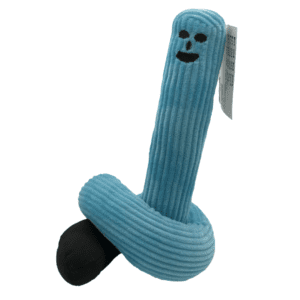 blue corduroy tube with face and foot
