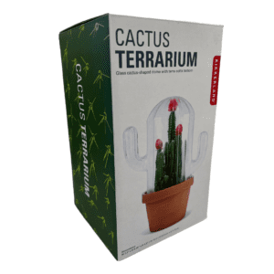 A box with a picture of a cactus terrarium on it